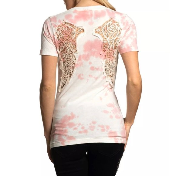 Affliction Tops - AFFLICTION Womens T-Shirt AMBERELLE DIAMONDS